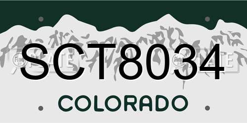 SCT8034 Colorado License Plate
