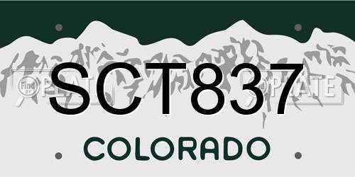 SCT837 Colorado License Plate