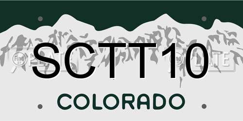 SCTT10 Colorado License Plate