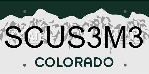 SCUS3M3 Colorado License Plate