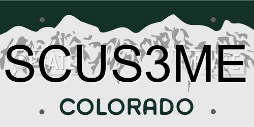 SCUS3ME Colorado License Plate