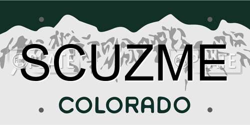 SCUZME Colorado License Plate