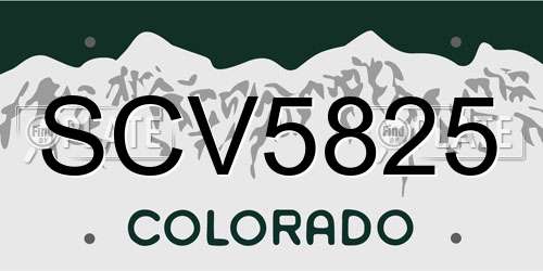 SCV5825 Colorado License Plate