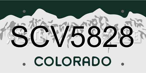 SCV5828 Colorado License Plate