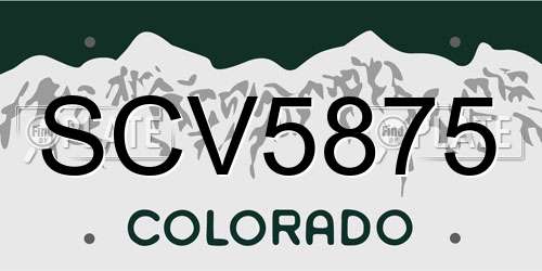 SCV5875 Colorado License Plate
