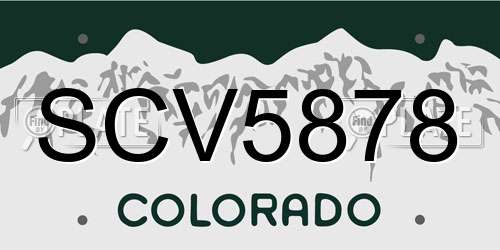 SCV5878 Colorado License Plate