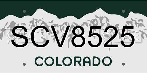 SCV8525 Colorado License Plate