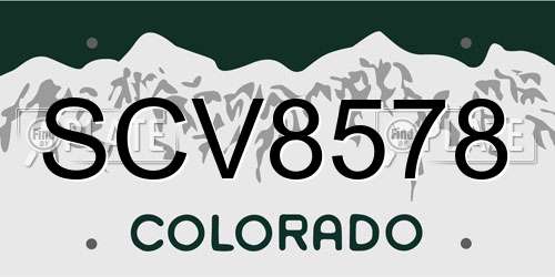SCV8578 Colorado License Plate