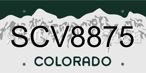 SCV8875 Colorado License Plate