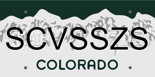 SCVSSZS Colorado License Plate