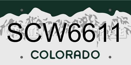 SCW6611 Colorado License Plate