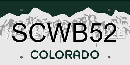 SCWB52 Colorado License Plate
