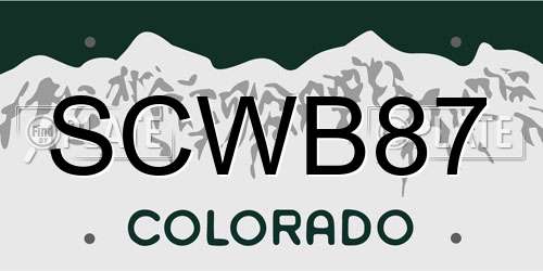 SCWB87 Colorado License Plate