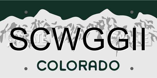 SCWGGII Colorado License Plate