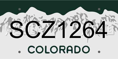 SCZ1264 Colorado License Plate