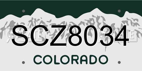 SCZ8034 Colorado License Plate