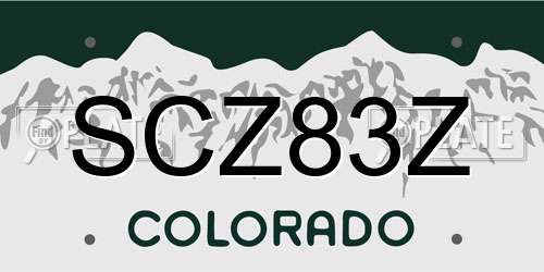 SCZ83Z Colorado License Plate