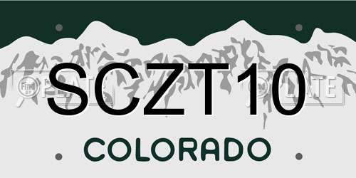 SCZT10 Colorado License Plate