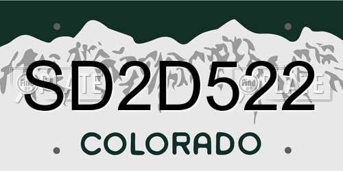 SD2D522 Colorado License Plate