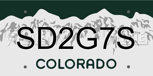 SD2G7S Colorado License Plate