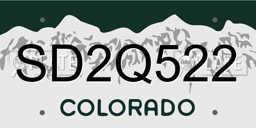 SD2Q522 Colorado License Plate