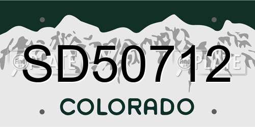 SD50712 Colorado License Plate