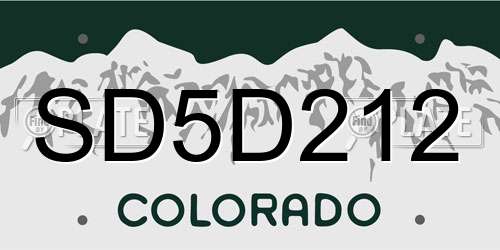 SD5D212 Colorado License Plate