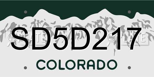 SD5D217 Colorado License Plate