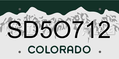 SD5O712 Colorado License Plate