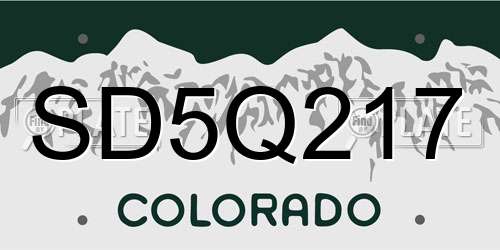 SD5Q217 Colorado License Plate