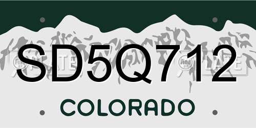 SD5Q712 Colorado License Plate
