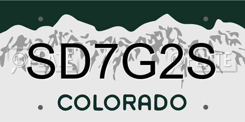 SD7G2S Colorado License Plate