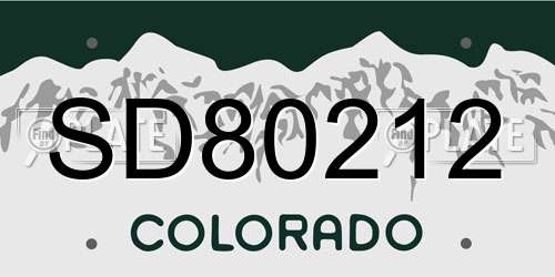 SD80212 Colorado License Plate