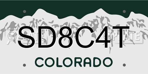 SD8C4T Colorado License Plate