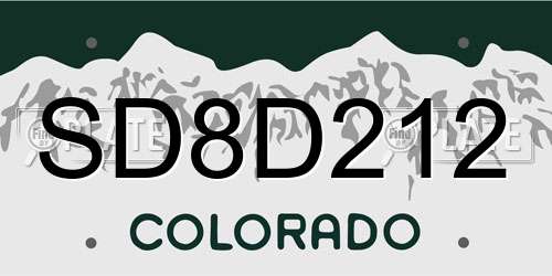 SD8D212 Colorado License Plate