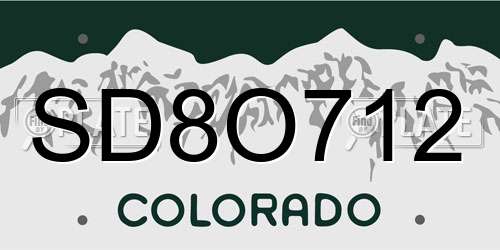 SD8O712 Colorado License Plate