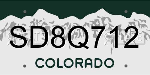 SD8Q712 Colorado License Plate