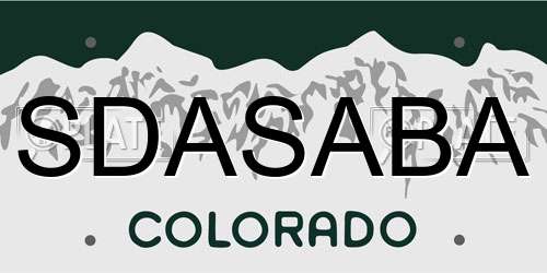 SDASABA Colorado License Plate