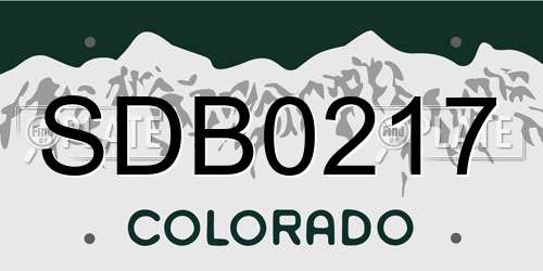 SDB0217 Colorado License Plate