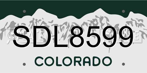 SDL8599 Colorado License Plate