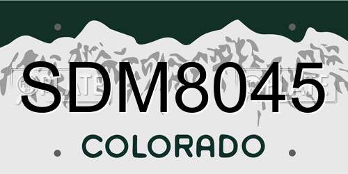 SDM8045 Colorado License Plate