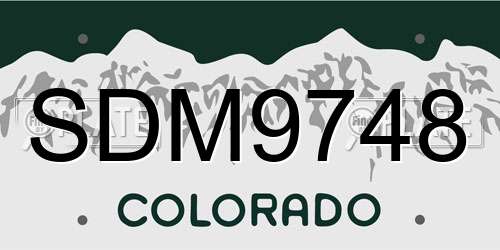 SDM9748 Colorado License Plate