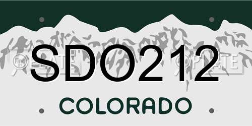 SDO212 Colorado License Plate