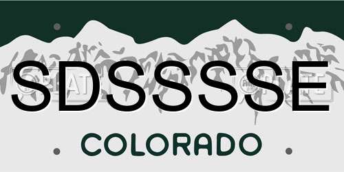 SDSSSSE Colorado License Plate