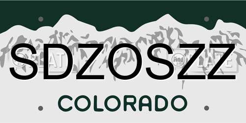 SDZOSZZ Colorado License Plate