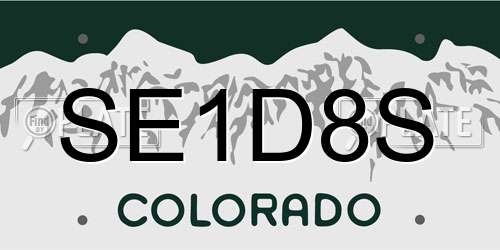 SE1D8S Colorado License Plate
