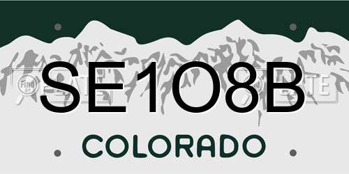 SE1O8B Colorado License Plate