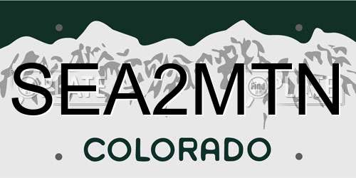 SEA2MTN Colorado License Plate