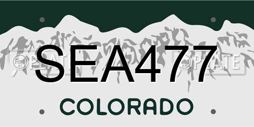 SEA477 Colorado License Plate