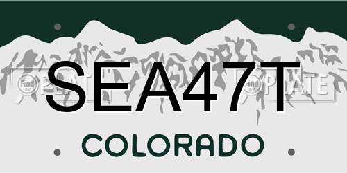 SEA47T Colorado License Plate